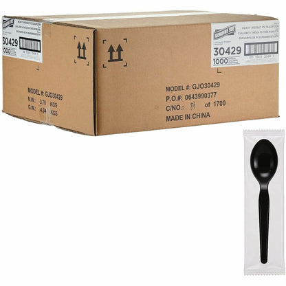 Genuine Joe Disposable Polystyrene Cutlery - Spoon - Spoon - Food, Cafeteria, Breakroom - Disposable - Polystyrene - Bla