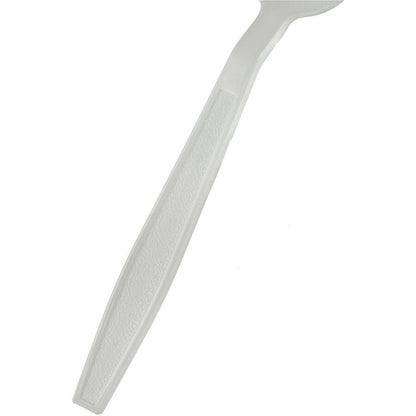Genuine Joe Heavy-Weight Polypropylene Cutlery - Spoon - Spoon - Food, Cafeteria - Disposable - Polypropylene - White - 
