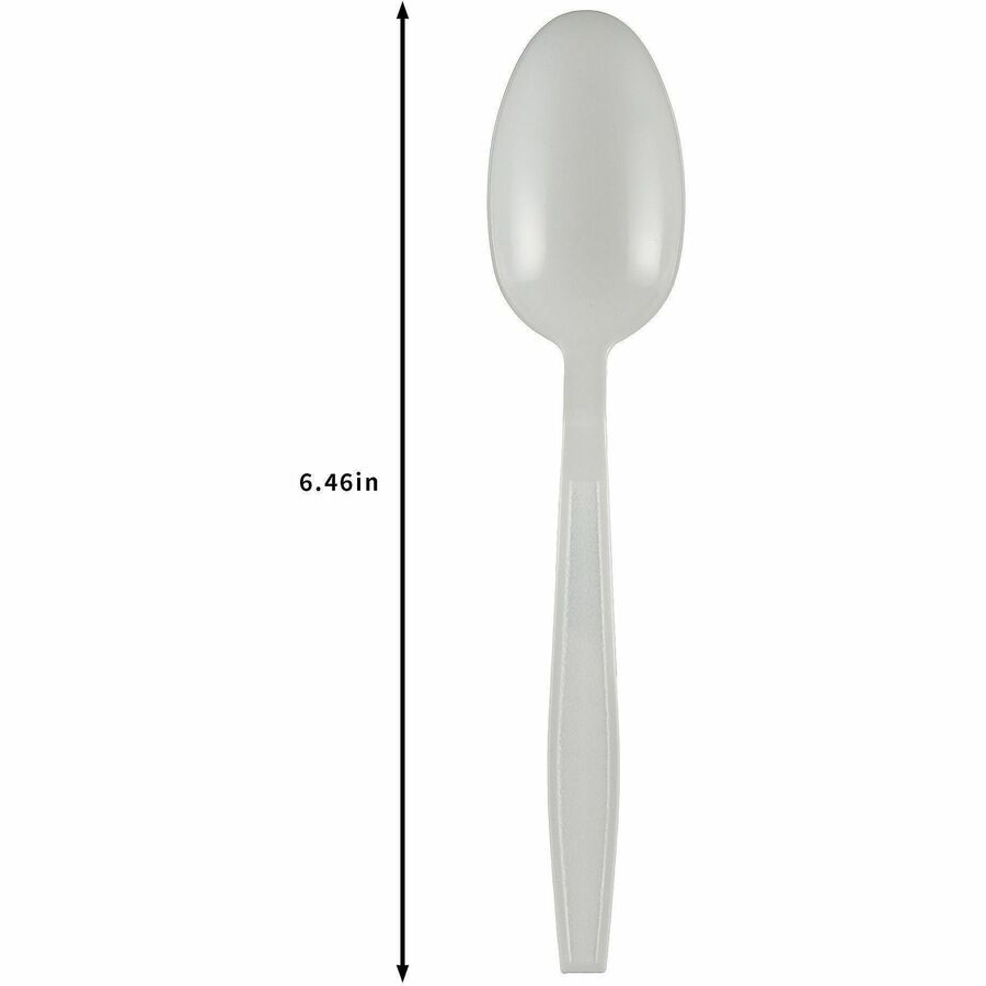 Genuine Joe Heavy-Weight Polypropylene Cutlery - Spoon - Spoon - Food, Cafeteria - Disposable - Polypropylene - White - 