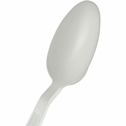 Genuine Joe Heavy-Weight Polypropylene Cutlery - Spoon - Spoon - Food, Cafeteria - Disposable - Polypropylene - White - 