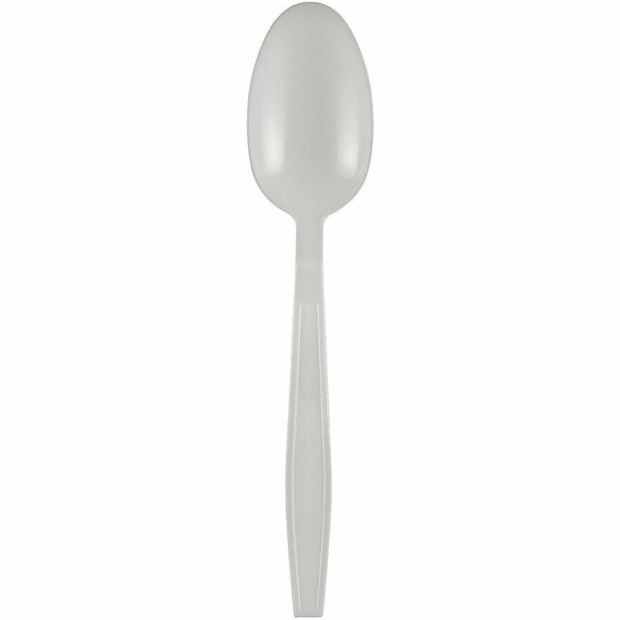 Genuine Joe Heavy-Weight Polypropylene Cutlery - Spoon - Spoon - Food, Cafeteria - Disposable - Polypropylene - White - 
