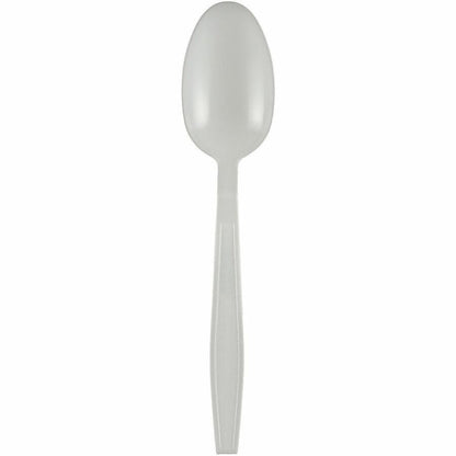 Genuine Joe Heavy-Weight Polypropylene Cutlery - Spoon - Spoon - Food, Cafeteria - Disposable - Polypropylene - White - 