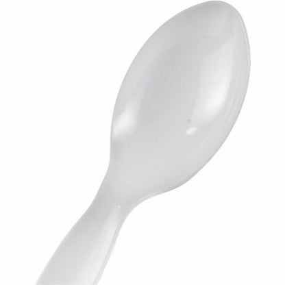 Genuine Joe Disposable Polystyrene Cutlery - Spoon - Spoon - Food, Cafeteria, Breakroom - Disposable - Polystyrene - Whi