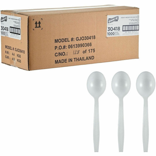 Genuine Joe Heavy-Weight Polypropylene Cutlery - Soup Spoon - Soup Spoon - Food, Cafeteria, Breakroom - Disposable - Pol