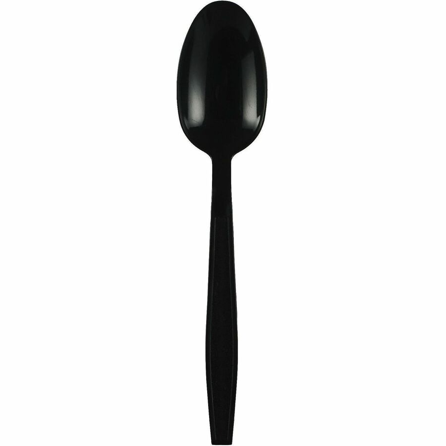 Genuine Joe Heavy-Weight Polypropylene Cutlery - Spoon - Spoon - Food, Cafeteria - Disposable - Polypropylene - Black - 