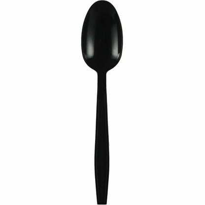 Genuine Joe Heavy-Weight Polypropylene Cutlery - Spoon - Spoon - Food, Cafeteria - Disposable - Polypropylene - Black - 