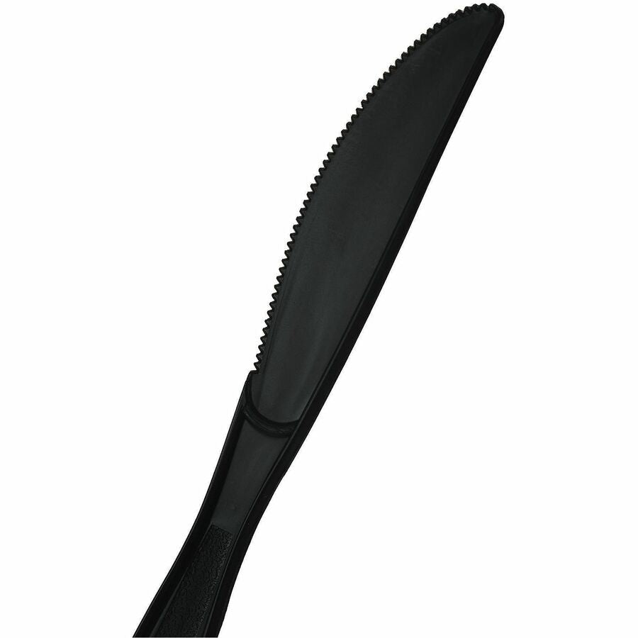 Genuine Joe Heavy-Weight Polypropylene Cutlery - Knife - Knife - Food, Cafeteria - Disposable - Polypropylene - Black - 