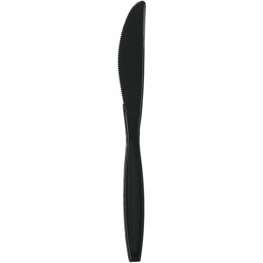 Genuine Joe Heavy-Weight Polypropylene Cutlery - Knife - Knife - Food, Cafeteria - Disposable - Polypropylene - Black - 
