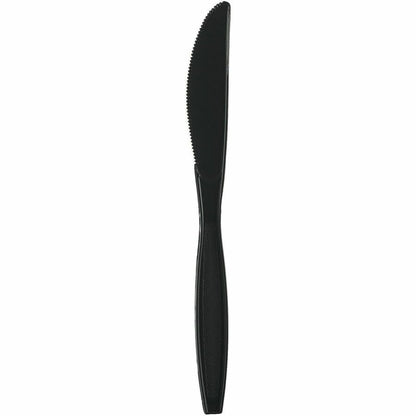 Genuine Joe Heavy-Weight Polypropylene Cutlery - Knife - Knife - Food, Cafeteria - Disposable - Polypropylene - Black - 