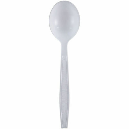 Genuine Joe Heavy-Weight Polypropylene Cutlery - Cutlery Set - Soup Spoon - Fork - Food, Cafeteria - Disposable - Polypr