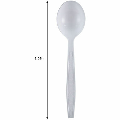 Genuine Joe Heavy-Weight Polypropylene Cutlery - Cutlery Set - Soup Spoon - Fork - Food, Cafeteria - Disposable - Polypr