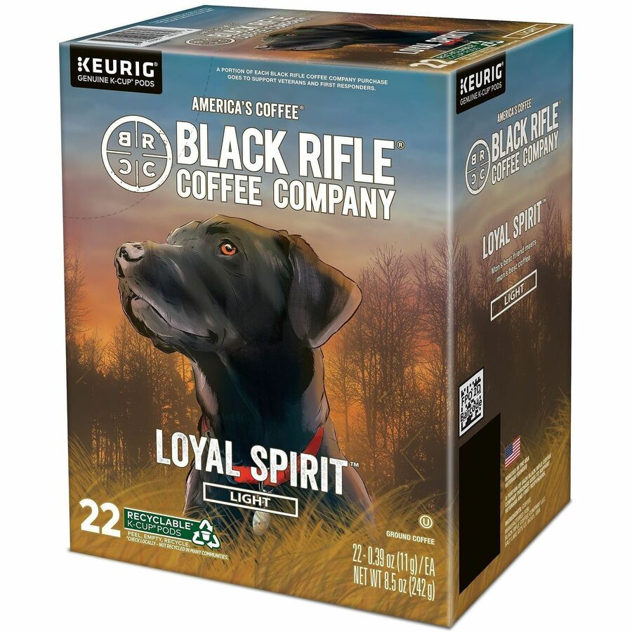 Black Rifle K-Cup, Pod Loyal Spirit Coffee - Compatible with Keurig Brewer - Light - K-Cup, Pod - Loyal Spirit - 22 Boxe