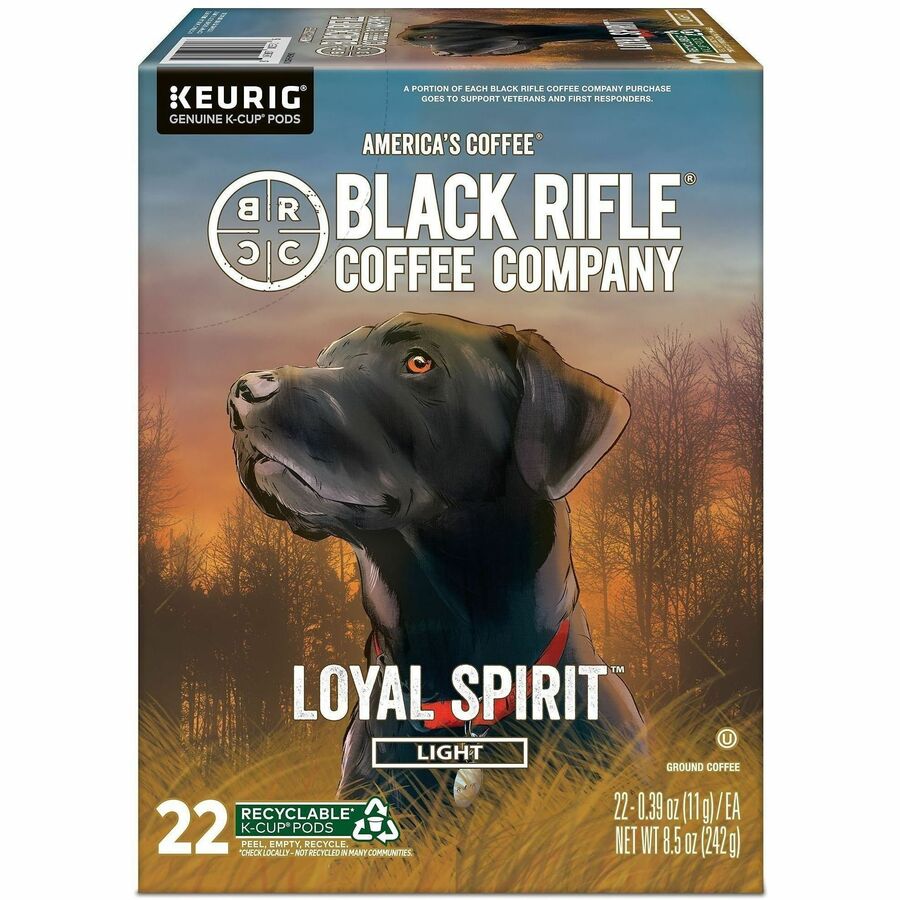 Black Rifle K-Cup, Pod Loyal Spirit Coffee - Compatible with Keurig Brewer - Light - K-Cup, Pod - Loyal Spirit - 22 Boxe
