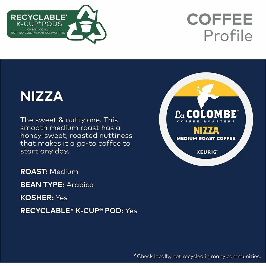 La Colombe K-Cup Nizza Coffee - Compatible with Keurig Brewer - Medium - K-Cup - Nizza - Kosher - 20 / Box