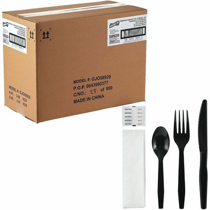 Genuine Joe 6-Piece Medium-Weight Utensil Kit - 6 Piece(s) - Cutlery Set - Spoon - Fork - Knife - Breakroom - Disposable