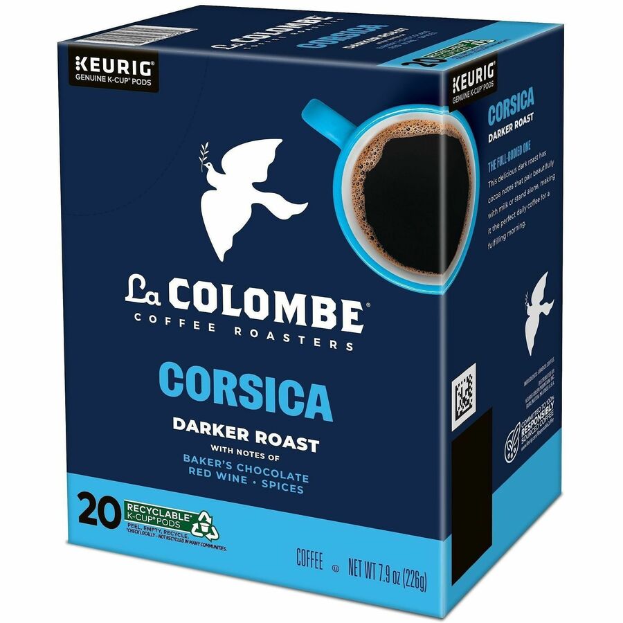 La Colombe K-Cup Corsica Coffee - Compatible with Keurig Brewer - Dark/Bold - K-Cup - Corsica - Kosher - 20/Box - 20 / B
