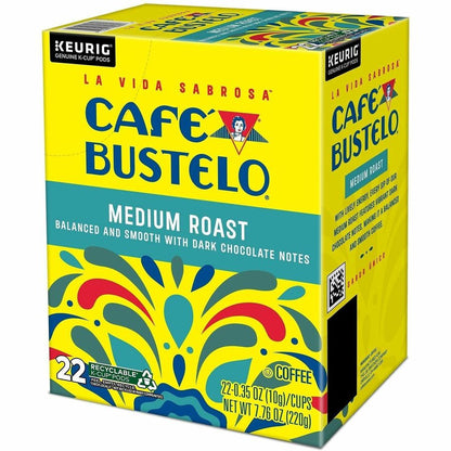 Café Bustelo K-Cup Medium-Roast Coffee - Compatible with Keurig Brewer - Medium - K-Cup - Dark Chocolate - Kosher - 22 /