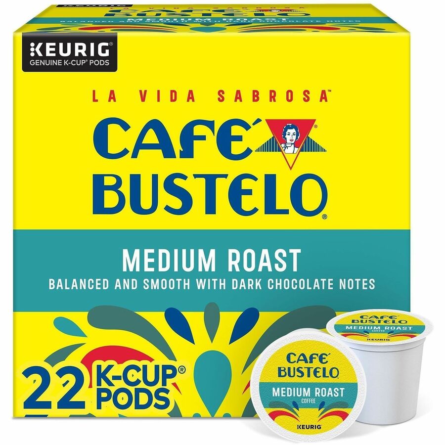 Café Bustelo K-Cup Medium-Roast Coffee - Compatible with Keurig Brewer - Medium - K-Cup - Dark Chocolate - Kosher - 22 /