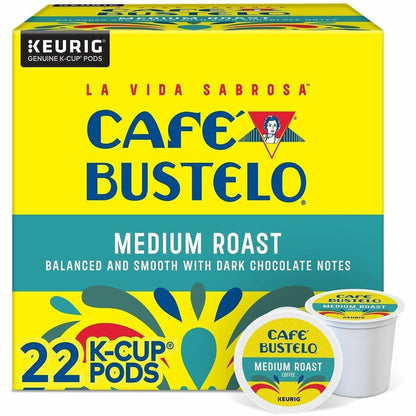 Café Bustelo K-Cup Medium-Roast Coffee - Compatible with Keurig Brewer - Medium - K-Cup - Dark Chocolate - Kosher - 22 /
