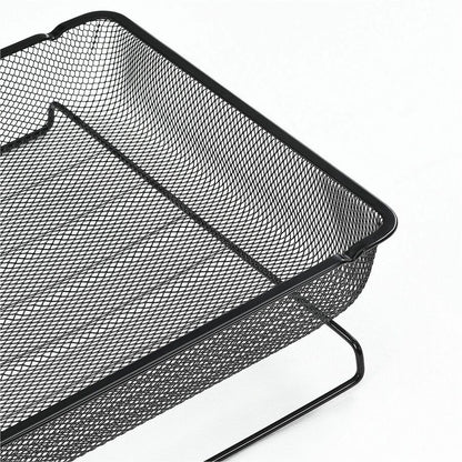 Lorell Mesh Desktop Organizer Tray - Stackable - Stackable, Durable - Black - Mesh, Metal - 1 Each