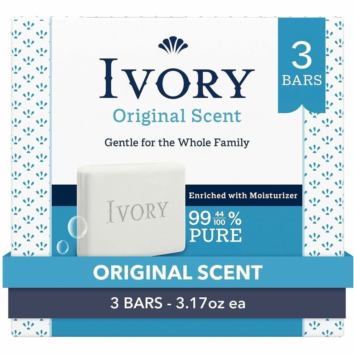 Ivory Bar Soap - Original Scent - 3.17 oz - Dirt Remover - Skin - White - Paraben-free, Phthalate-free, Perfumed - 24 / 
