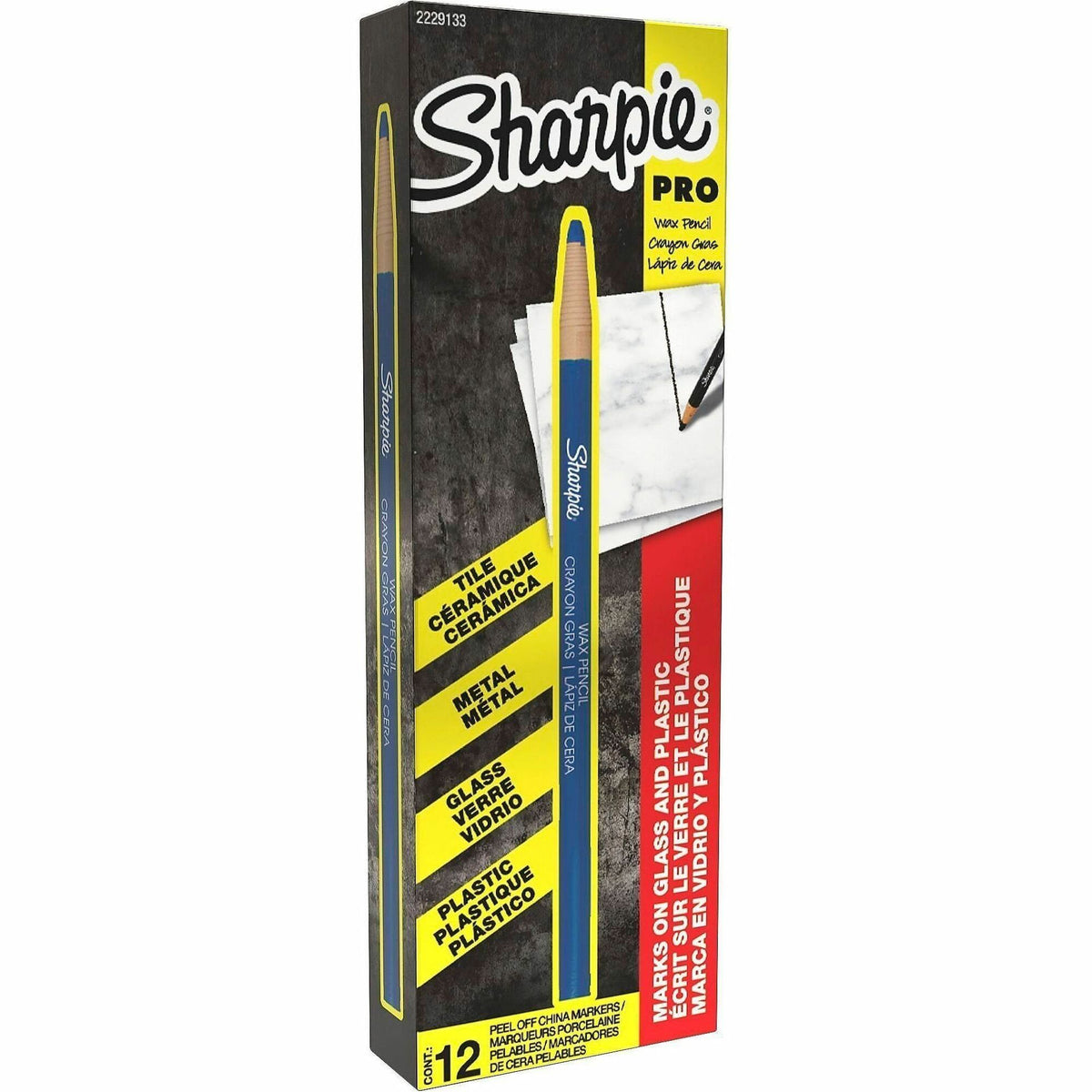 Sharpie Peel-Off Paper China Markers - Erasable - Blue Ink - Pigment-based - Glass - 12 / Dozen