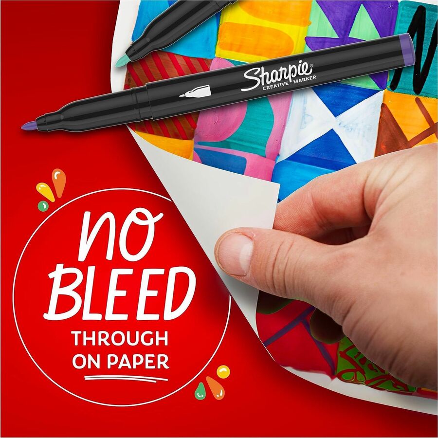 Sharpie Creative Markers - Assorted Ink - Water Based, Acrylic Based - Glass, Art, Coloring - 24 / Pack