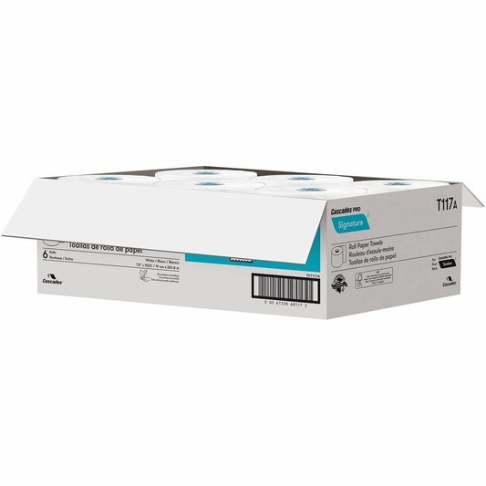 Cascades Signature Roll Paper Towels for Tandem - 1 Ply - 7.50" Width x 1000 ft Length - 8" Roll Diameter - 1 7/8" Core 