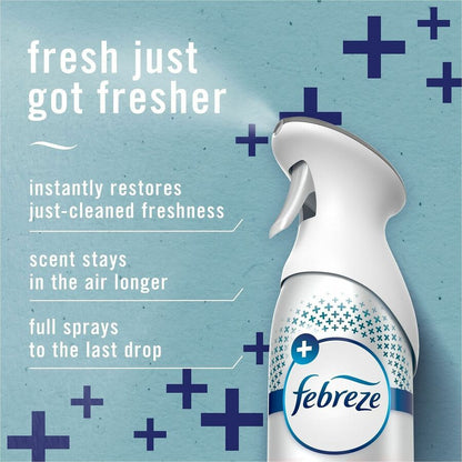 Febreze Heavy-Duty Air Freshener Spray - Spray - 8.1 fl oz (0.3 quart) - Crisp Clean - Odor Neutralizer, Heavy Duty, VOC