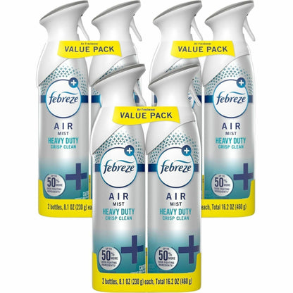Febreze Heavy-Duty Air Freshener Spray - Spray - 8.1 fl oz (0.3 quart) - Crisp Clean - Odor Neutralizer, Heavy Duty, VOC