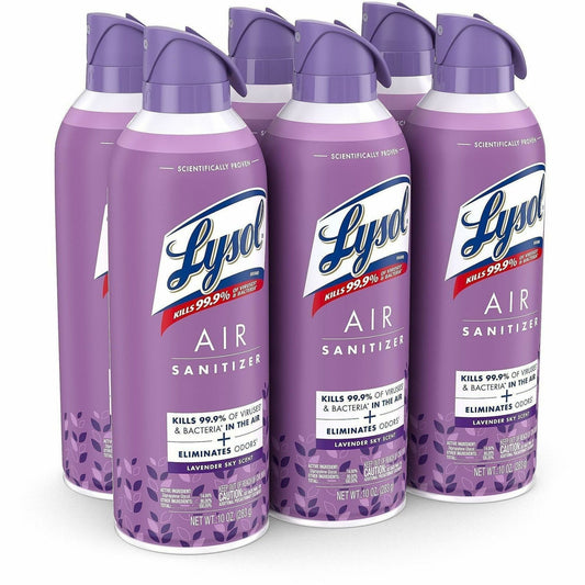 Lysol Air Sanitizer - Spray - 10 fl oz (0.3 quart) - Lavender Sky - Odor Neutralizer - 6 / Carton