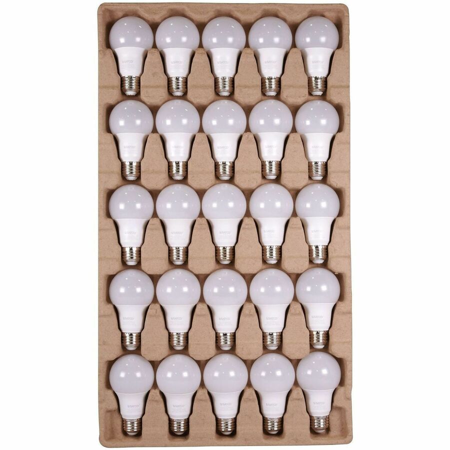 Satco A19 LED Non-Dimmable Bulbs - 9 W - 60 W Incandescent Equivalent Wattage - 120 V - 760 lm - A19 Size - Frosted - 10