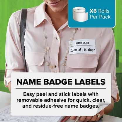 Dymo Multipurpose White Medium Labels - - DiameterRoll - Direct Thermal - White - 250 / Roll - 1500 Total Label(s) - For