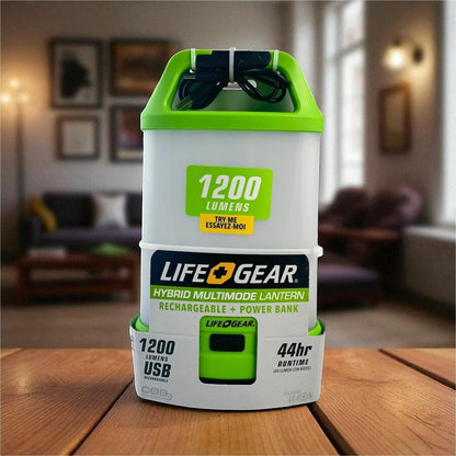 Life+Gear Hybrid USB-Rechargeable Lantern - LED - 1600 lm Lumen - 3 x AA - Alkaline, Lithium (Li) - Battery Rechargeable