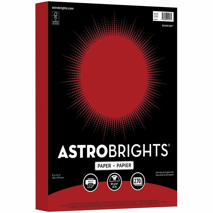 Astrobrights Colored Paper - Letter - 8 1/2" x 11" - 24 lb Basis Weight - FSC - Acid-free, Lignin-free, Archival-safe, N