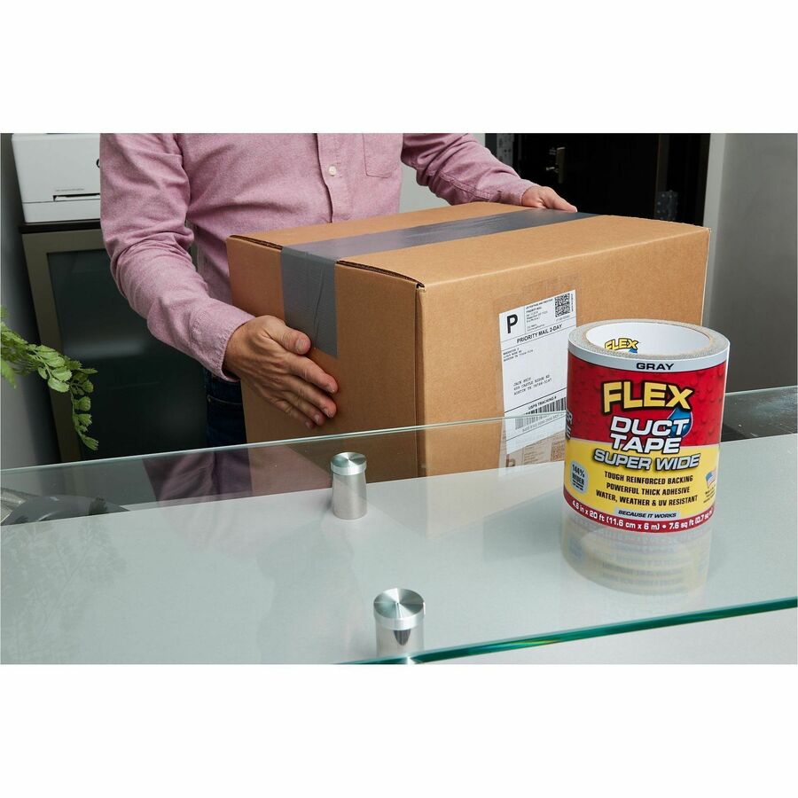FLEX SEAL Super Wide Duct Tape - 20 ft Length x 4.60" Width - Gray - Rubber Adhesive - Water Resistant, Weather Resistan