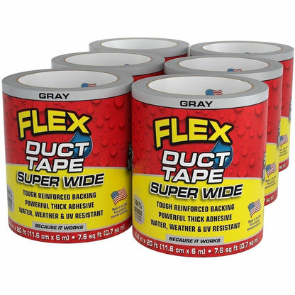 FLEX SEAL Super Wide Duct Tape - 20 ft Length x 4.60" Width - Gray - Rubber Adhesive - Water Resistant, Weather Resistan