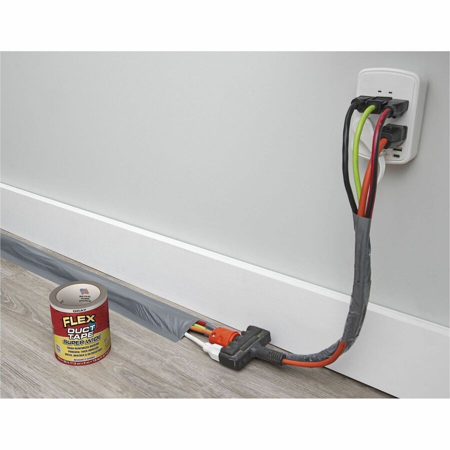 FLEX SEAL Super Wide Duct Tape - 20 ft Length x 4.60" Width - Gray - Rubber Adhesive - Water Resistant, Weather Resistan