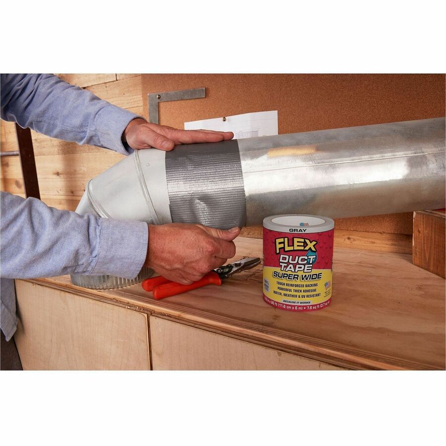 FLEX SEAL Super Wide Duct Tape - 20 ft Length x 4.60" Width - Gray - Rubber Adhesive - Water Resistant, Weather Resistan