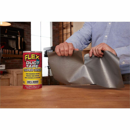FLEX SEAL Super Wide Duct Tape - 20 ft Length x 7.50" Width - Gray - Rubber Adhesive - Water Resistant, Weather Resistan