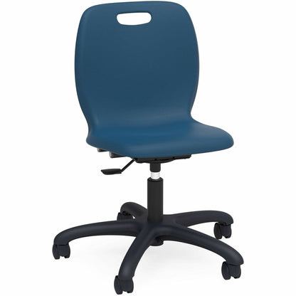 Lorell League Adjustable Height Mobile Classroom Chair - 22.6" Height - Material: Polypropylene - Finish: Navy - 1 Carto