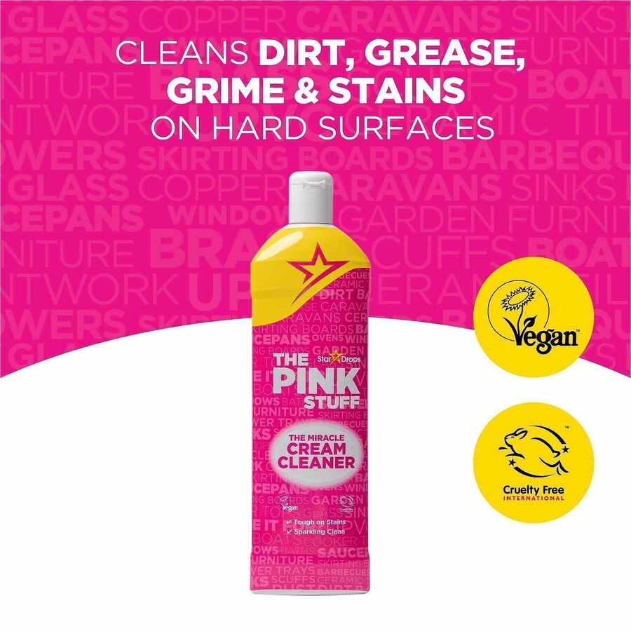 The Pink Stuff Cream Cleaner - For Multi Surface, Multipurpose - Cleaning Cream, Liquid - 16.9 fl oz (0.5 quart) - 12 / 
