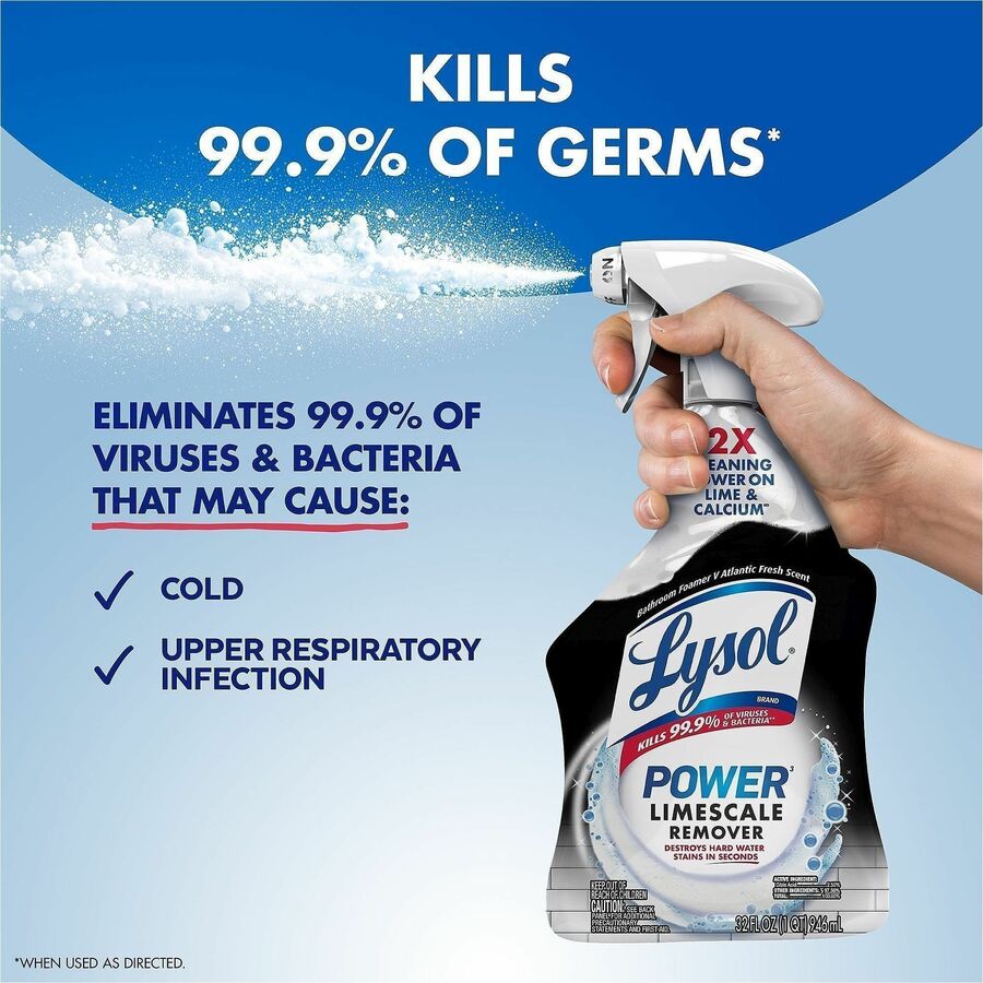 Lysol Power Limescale Remover - For Multi Surface, Multipurpose - Foam, Spray, Liquid - 32 fl oz (1 quart) - Atlantic Fr