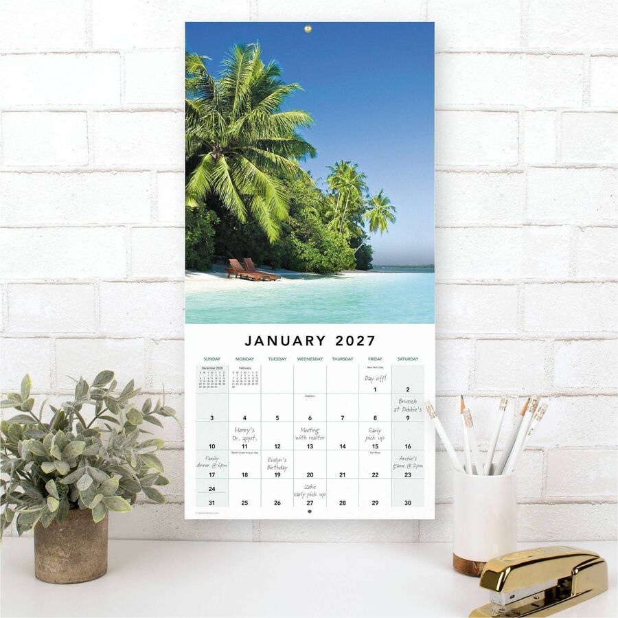 Mead Paradise Monthly Wall Calendar - Monthly - 12 Month - January 2027 to December 2027 - 12" x 12" Sheet Size - 1.37" 