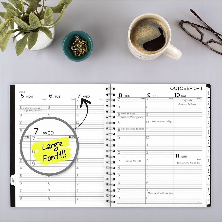 Mead BIG PLANS Weekly/Monthly Planner - Julian Dates - Weekly, Monthly - 15 Month - October 2026 to December 2027 - 7:00