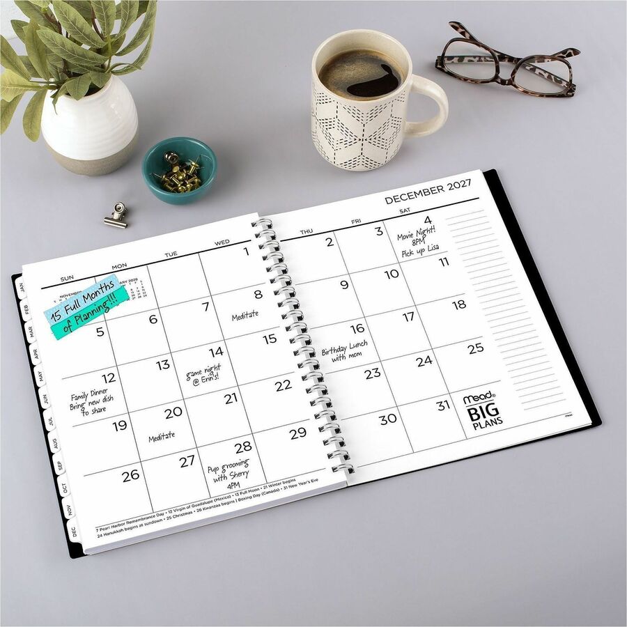 Mead BIG PLANS Weekly/Monthly Planner - Julian Dates - Weekly, Monthly - 15 Month - October 2026 to December 2027 - 7:00