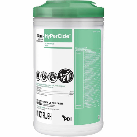 PDI Sani-HyPerCide Germicidal Disposable Wipes - For Patient, Healthcare, Equipment, Nonporous Surface - Ready-To-Use - 