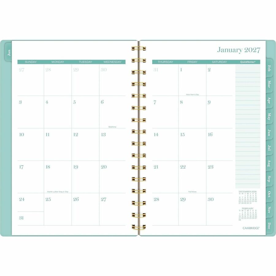Cambridge Glimmer Weekly/Monthly Planner - Monthly, Weekly - 12 Month - January 2027 to December 2027 - 5 1/2" x 8 1/2" 