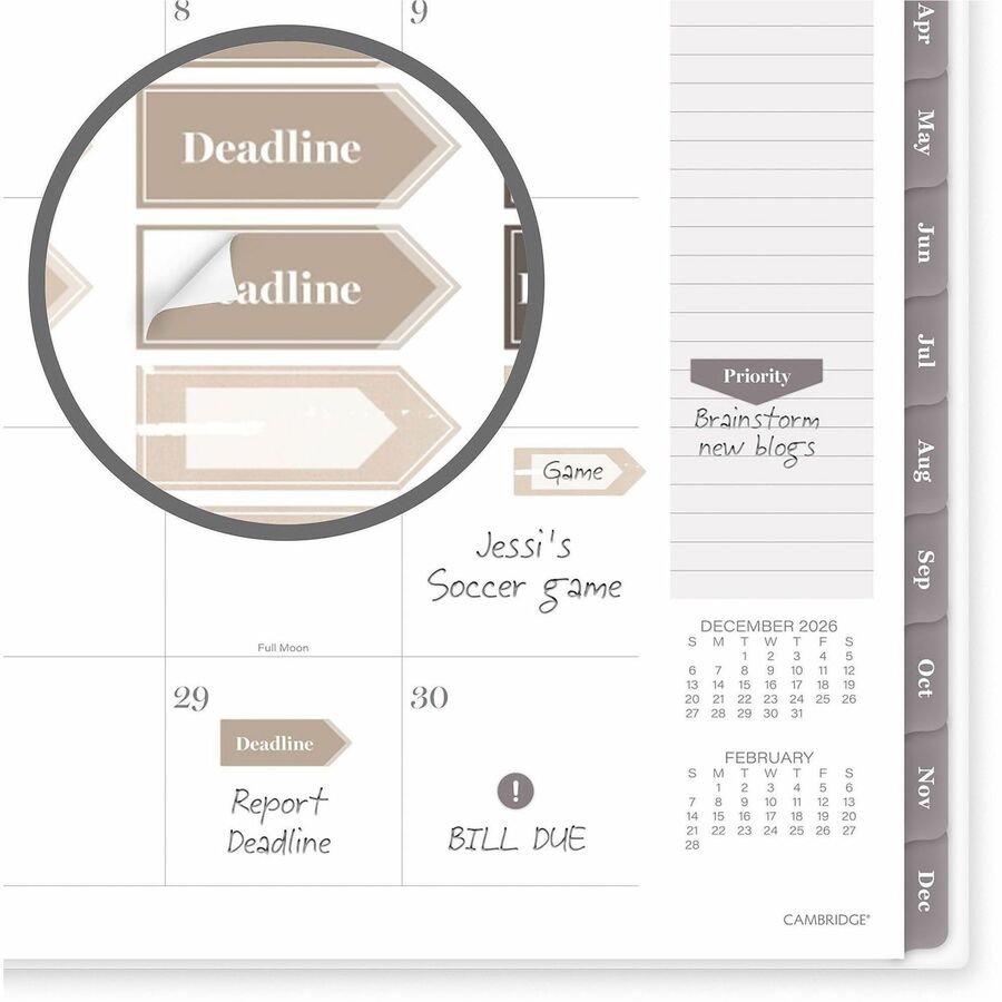 Cambridge Desert Grain Weekly/Monthly Planner - Monthly, Weekly - 12 Month - January 2027 to December 2027 - Letter - 8 
