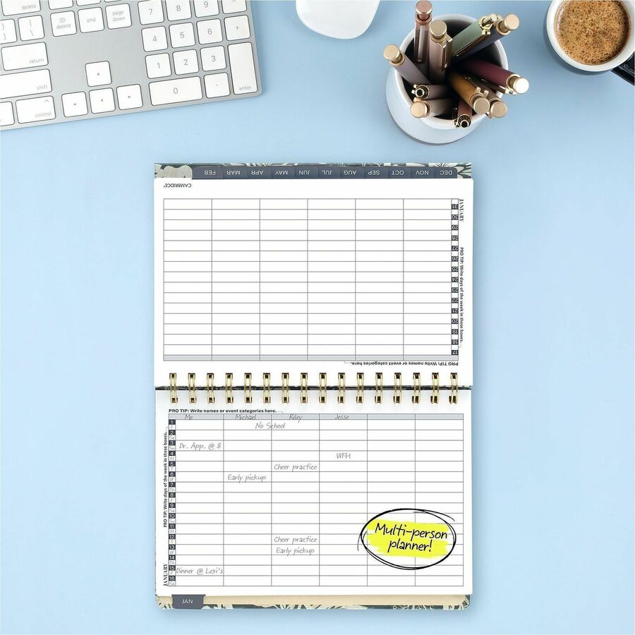 Cambridge Denim Blooms Monthly Planner - Monthly - 12 Month - January 2027 to December 2027 - 5 1/2" x 8 1/2" Sheet Size